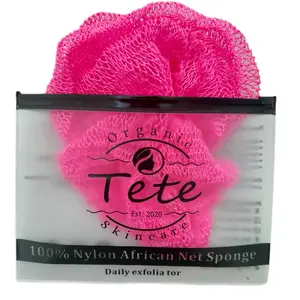 Organic Tete Skincare 100% Nylon African Net Sponge Daily Exfoliator for Gentle Skin Care
