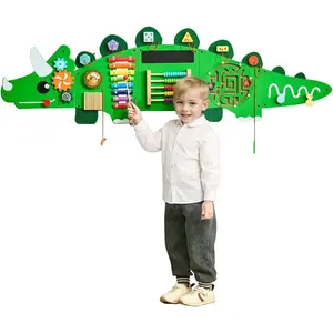 VEVOR Dinosaur Activity Busy Board Wall, 11 Activities Board, Montessori Sensory Wall Panel for Kids 3-12 Years, Sensory Activity Panel, Ideal for Toddler Playroom Nursery Classroom