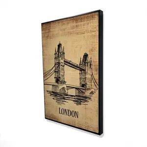 212 MAIN Brown-Framed London Tower Bridge View Print, 24x36 in. Home Decor Wall Art, Room Display, Mothers Day Gift