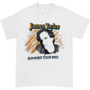 James Taylor Tour Vintage White Unisex T-Shirt Cotton Fabric