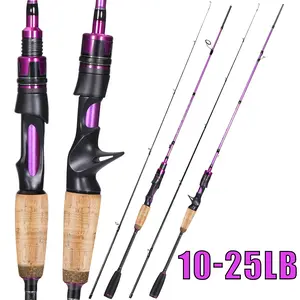 Sougayilang Carbon Fishing Pole - 2PC Spinning Casting Rods with EVA Grips, Cork Handle, Carbon Hook Keeper for Freshwater Baitcasting Fishing