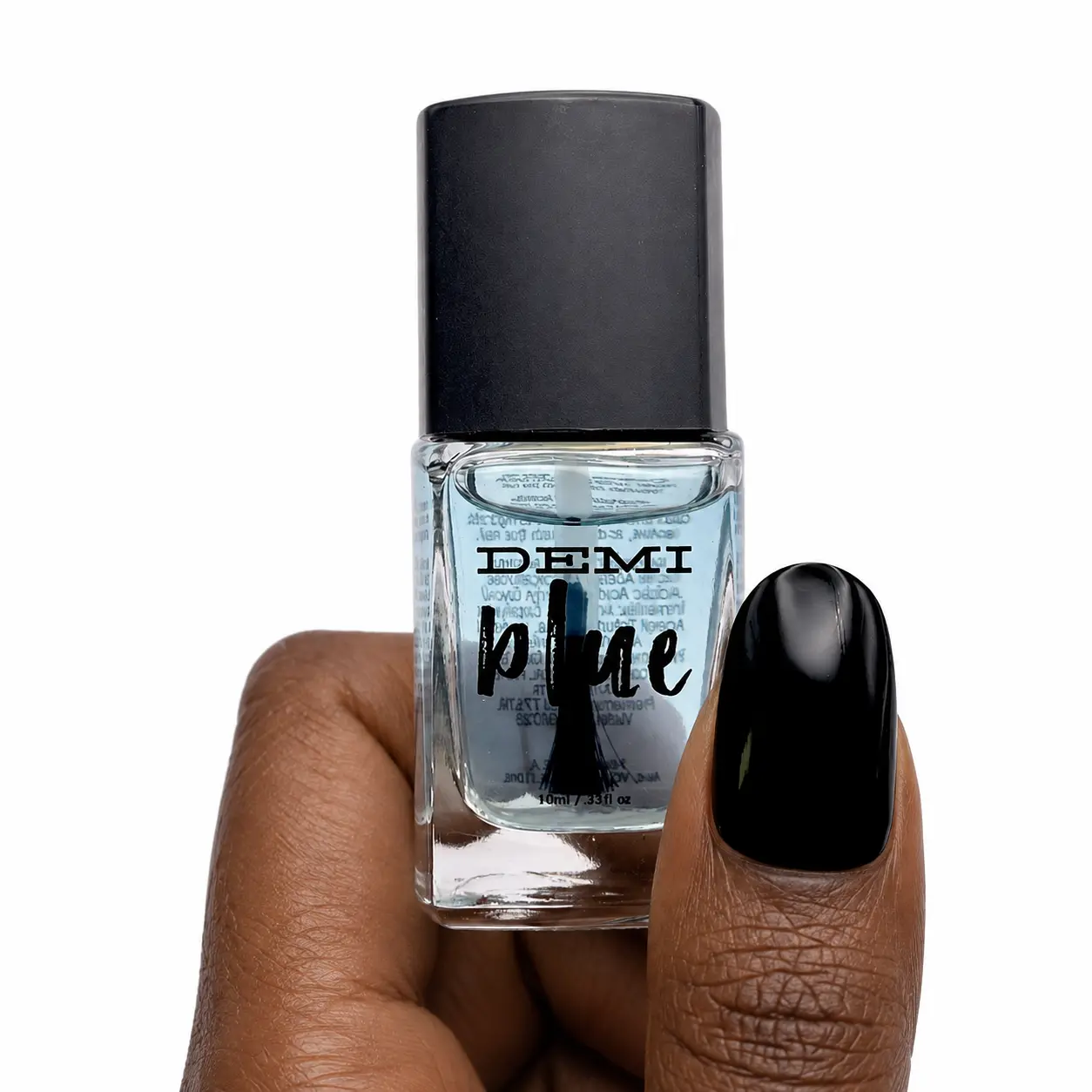 DEMIblue -Hydrating Base Coat- Blue Clear Bottle, Black Cap, Ideal for Nail Care and Manicure