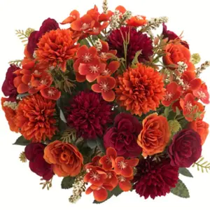 Realistic Artificial Rose & Chrysanthemum Bouquet, Perfect for Weddings, Indoor/outdoor Dining Decor, Low Maintenance Floral Arrangement