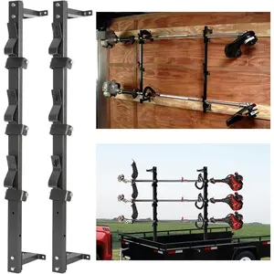 Trimmer Rack, 3 Place Heavy Duty Weedeater Rack for Walls, Open and Enclosed  with Locks, Black Steel