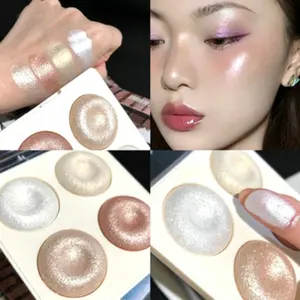 Four-Color Pearlized Highlighter Palette, Shimmering Eyeshadow & Fine Glitter Powder, Long-Lasting, Ideal for Daily Makeup, Parties, Birthdays, Beauty Highlighters, Glowy Highlighter
