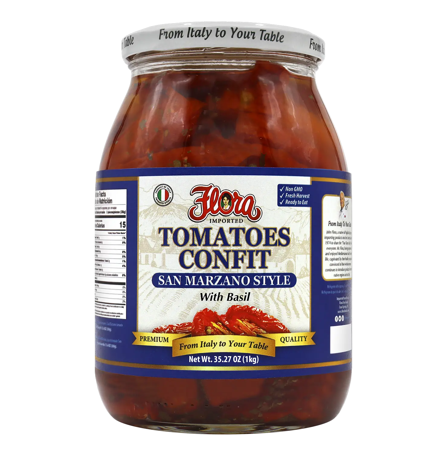 Tomatoes Confit - San Marzano Style with Basil - 35.27 oz (1 kg)