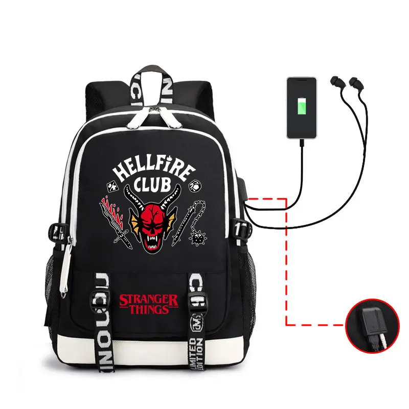 New Peripheral Backpack Stranger Things Teen Student School Bag Outdoor Travel Bag USB Large Capacity Computer Bag
