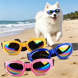 3-Pack Foldable Dog Goggles with Adjustable Strap - Vehicle Accessories, Portable Fashion Pet Sunglasses for Car Rides, Windproof Eye Protection for Small-Medium Dogs, Cool Birthday Photo Props