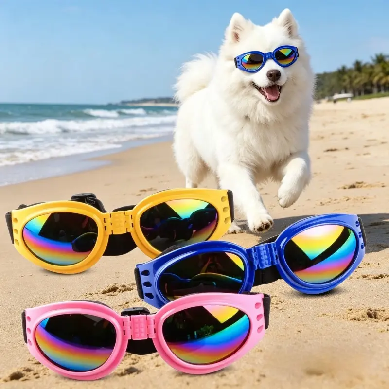 3-Pack Dog Goggles and Pet Sunglasses, Portable Eye Protection for Dogs, Fun Photo Prop and Travel Accessories, Plastic