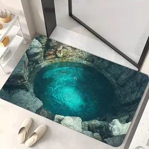 Natural Wind Diatomaceous Earth Absorbent Mat, Diatomite Bathroom Mat, 3D Rock Pond Pattern, Non-Slip Quick-Dry Bathroom Rug, Healthy Home Decor