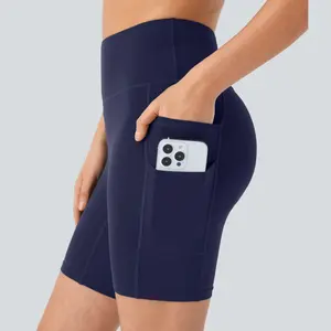 Halara Softlyzero High Waisted Double Pockets Yoga Biker Shorts 7''-UPF50+