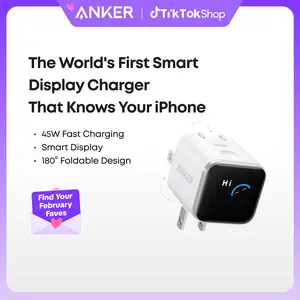 Anker Smart Display Charger, Anker Nano 45W Fast Charging USBC Charger with Smart Recognition, Built-In Care Mode, Compact with 180° Foldable Plug, for iPhone 17/16/15 Series, MacBook, Apple Watch