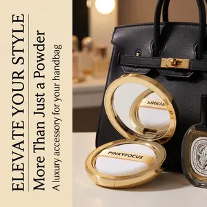 HERORANGE 3-Piece Value Cosmetic Makeup Powder Set - Flawless, Long-Lasting Oil Control, Silky Smooth Translucent Matte Finish, No Cakey, Soft Focus Beauty Powder, Portable with Mirror & Puff for Travel, Date Night