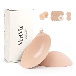 Vertvie Push-up Sticky Bra for Women Invisible Strapless Adhesive Bra Reusable for Backless Dress Wedding Cleavage Lift Nipple Covers Includes Storage Board & Replaceable Nipple Pasties