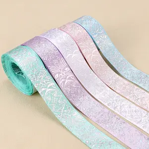 5 Yard/2.5 Cm Laser Printed Magic Array Satin Ribbon, Polyester Print Decorative Ribbon, Ideal for Gift Wrapping Bow Wreath DIY Outer Packaging Decoration