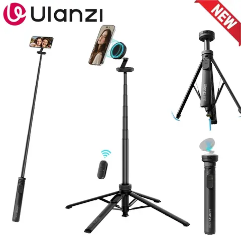 Ulanzi MT85 MagSafe Magnetic Phone Mount Smartphone Selfie Stick - 1.5M Adjustable Automatic Tripod Stand, 10M Bluetooth Controller, Compact, Drop-to-Ready in Seconds, Hands-Free Vlogging, Mobile Adjustable Magnetic Tripod Stand Selfie Accessories,techvib