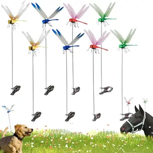 Dragonfly Clip,3D Dragonfly Garden Stakes Decor,Fly Deterrent,Dragonfly Humming Bird Stakes,Deer and Horse,Bird and Fly Scare Devices for Indoor Outdoor Garden (8pcs)