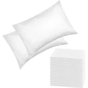 20 Pack Disposable Pillow Cases White Pillow Covers Bulk Pillow Sheets for Travel Hotels Single-Use Pillowcases, Non Woven Fabric, 20" x 32"