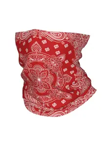 Paisley Design Thin Bandana Neck Gaiter Wrap Scarf Headband Neck Cover |, Elastane, Street Style