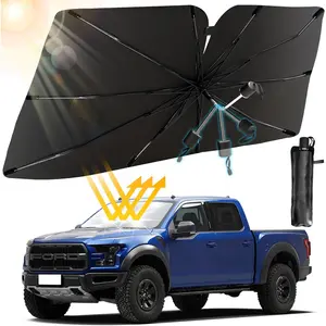 Windshield Sun Shade Umbrella, Foldable Windshield Sunshade Front Cover with UV Block, 360?Rotation Bendable Front Window Heat Insulation Protection for Auto Windshield Covers - 55"*31.5"