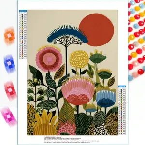 5D DIY Diamond Painting Art Kit Round Drill Diamond Painting, Diamond Art, Colorful Botanical Vibrant Modern Floral Art Kit Suitable for Adults And Crafts for Gifts And Home Wall Decoration Gifts, Multiple Sizes: 7.9X11.8Inch, 11.8X15.7Inch，Frameless
