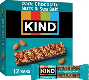 KIND Nut Bars, Dark Chocolate Nuts and Sea Salt, Healthy Snacks, Gluten Free, Low Sugar, 6g Protein, 12 Count