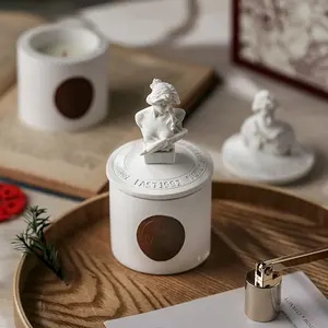 European Ceramic Aromatherapy Candle Gift Box Set, Plant Essential Oil Scented, Indoor Home Hotel Use, Diffuser Wax