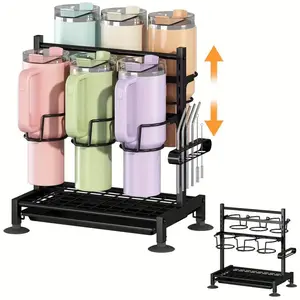 Adjustable 40oz Cup Holder, Water Bottle Organizer Rack For Kitchen Cabinets, Easy-to Carry Kitchen Organizers & Storage For Cup Accessories