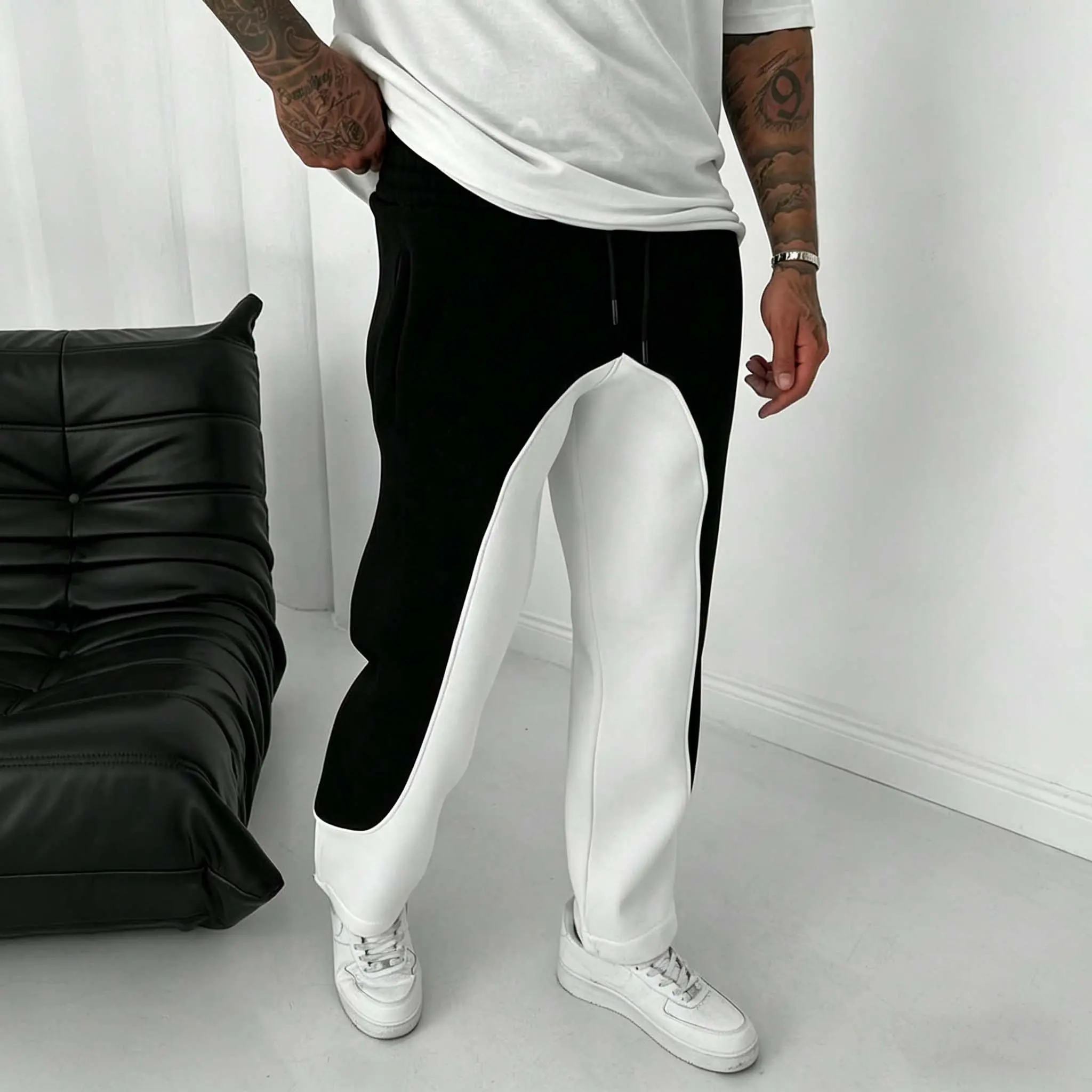 Men's Color Block Casual Sports Pants Breathable Comfortable Pants for Daily Outdoor Activities