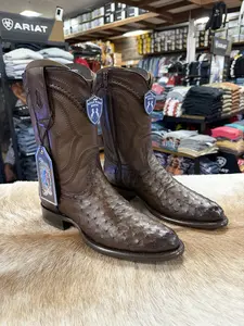 "WILD WEST" Men's Boots -Roper Ostrich  Faded Brown