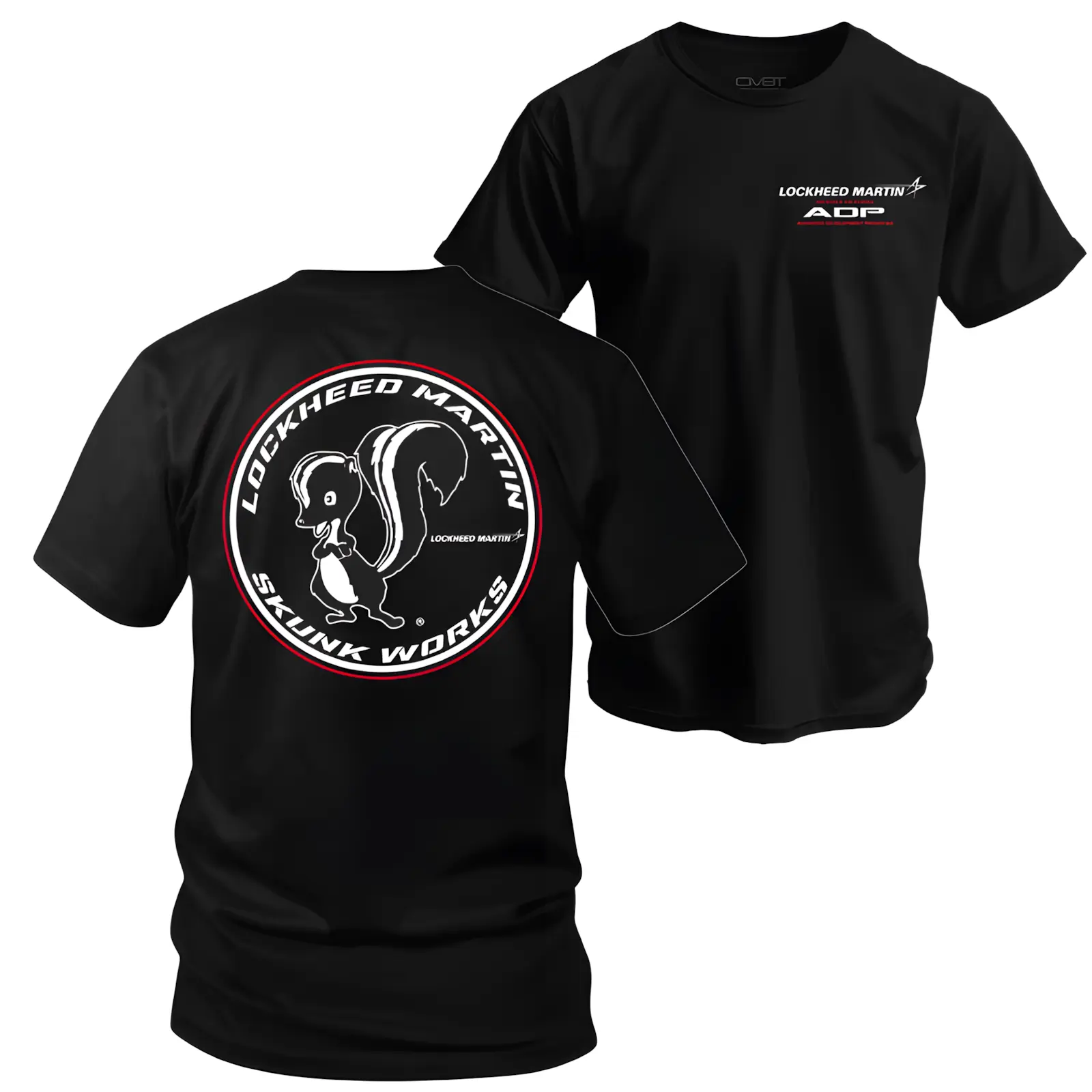 [100% Cotton]  Lockheed Martin Skunk Works T-Shirt, 2 Sides Design Featuring Classic Skunk Logo and Advanced Development Programs Print, Soft Black Cotton Tee for Aviation Engineers, Veterans, and Stealth Aircraft Fans for Men & Women,Vacation Outfits