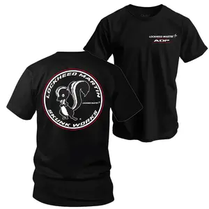 Lockheed Martin Skunk Works T-Shirt, 2 Sides Design Featuring Classic Skunk Logo and Advanced Development Programs Print, Soft Black Cotton Tee for Aviation Engineers, Veterans, and Stealth Aircraft Fans for Men & Women, Streetwear, Vacation Outfits
