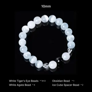Frozen Clarity Crystal Bracelet, Obsidian Bead Bracelets, Energy Healing Jewelry Gifts for Meditation Lovers
