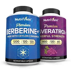 Nutrivein Resveratrol - 120 Capsules & Berberine HCI Plus Organic Ceylon Cinnamon - 120 Capsules | The Perfect Supplement Bundle