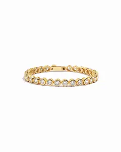 Sami Jewels High Quality 4mm Round Bezel Tennis Bracelet, Handmade Bracelet, Classic Round Cut Tennis Bracelet, 14K Yellow Gold Tennis Bracelet, Silver Tennis Bracelet with CZ Girls Dream Bracelet, Gold Plated Zirconia Tennis Bracelet, Gift for Her