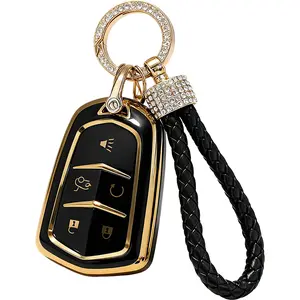 for Cadillac Key Fob Cover TPU Key Shell with Keychain Fit for 2015-2026 XT4 XT5 XT6 CT6 ATS CTS XTS SRX（5/6 buttons）