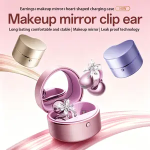 Chengruida M186 heart-shaped design headphones, portable makeup mirror design, super comfortable ear clip open headphones, suitable for office and daily commuting tiktokshopspringglowup