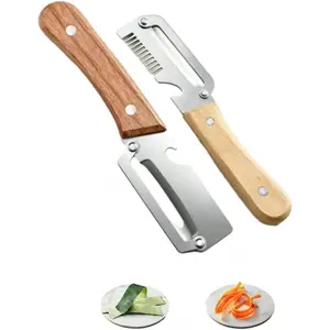 Elite Peeler, Gourmet Knives and Cutlery Set, Multi-functional Vegetable Peeler for Kitchen, 2.5 Mm Stainless Steel Peeler, 3-in-1 Scallion Shredder & Peeler-Stainless Steel, Multi-tool