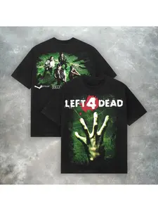 Left 4 Dead Valve Tee Retro Y2K Zombie Shooter Video Game T-Shirt Summer Men's and Women's Loose, Breathable, Casual Round Neck Streetwear T-shirt Top