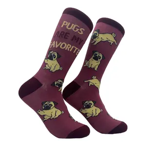 Women's Pugs Are My Favorite Socks Funny Pet Cute Puppy Lovers Footwear Funny Graphic Socks Comfortable Fitted Spandex Cotton