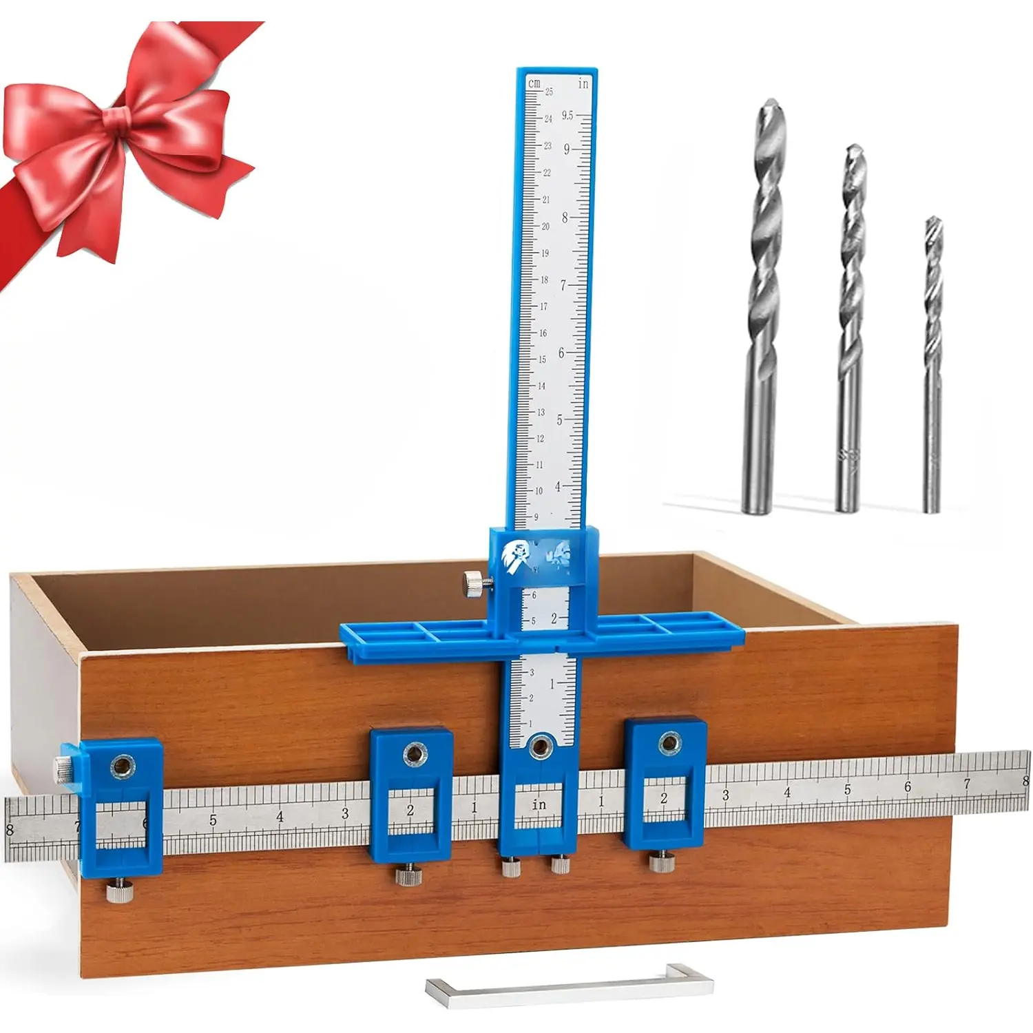 Cabinet Hardware Jig, Punch Locator Drill Guide, Drilling Dowelling Guide for Installation of Handles Knobs on Doors and Drawer, Cabinet Template Tool for Handles and Pulls