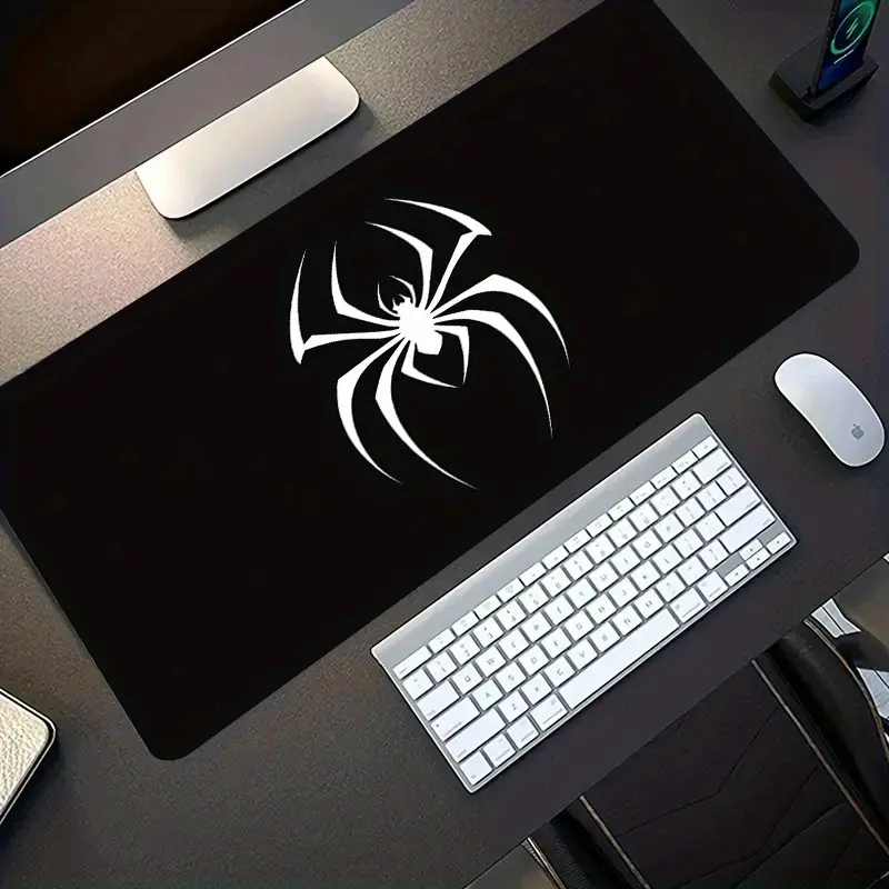 1pc Large Gaming Mouse Pad with Spider Web Design - Non-Slip Rubber Base, Washable Surface, Extra Long Desk Mat for PC, Office