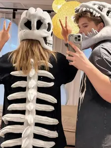 Dinosaur Bone Plush Toy Chinese Cosplay Performance Costume Mask Stuffed Animal Soft Dino Skeleton Halloween Costume