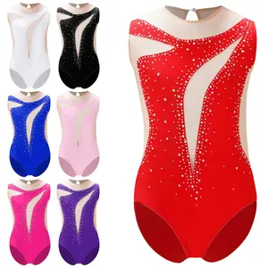 easyforever Gymnastics Leotard for Girls Kids Sleeveless Sparky Shiny Dance Unitard Athletic Workout Ballet Biketard