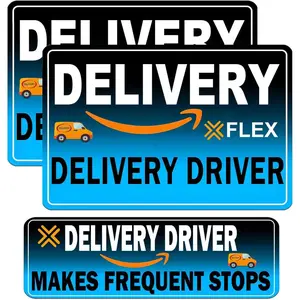 Flex Delivery Driver Car Magnet, 3PCS Frequent Stops Removable Set, Delivery Vehicle Magnet Car Door and Bumper Sign, High Reflective Waterproof Weather-Re