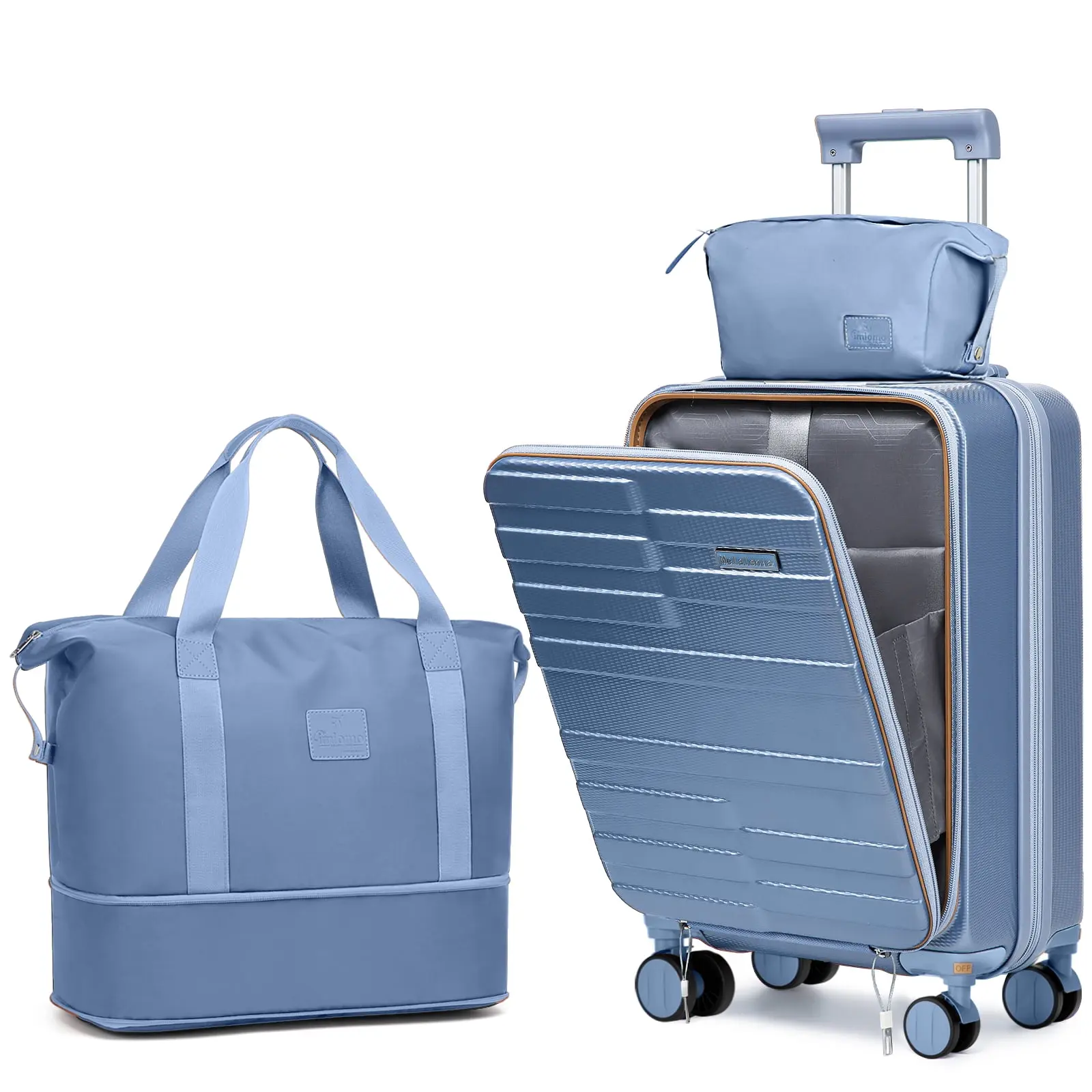 Joyway 3-Piece Front Opening Cover Carry-on Luggage Side Hooks TSA Lock Spinner Wheels YKK Zippers