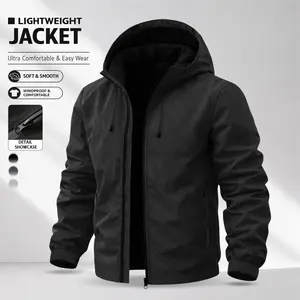 Men’s solid-color casual jacket made from lightweight, windproof fabric featuring side zip pockets and a drawstring hood. Workwear-inspired design for everyday wear—perfect for going out, casual outings, and commuting. An ideal choice for gifting.