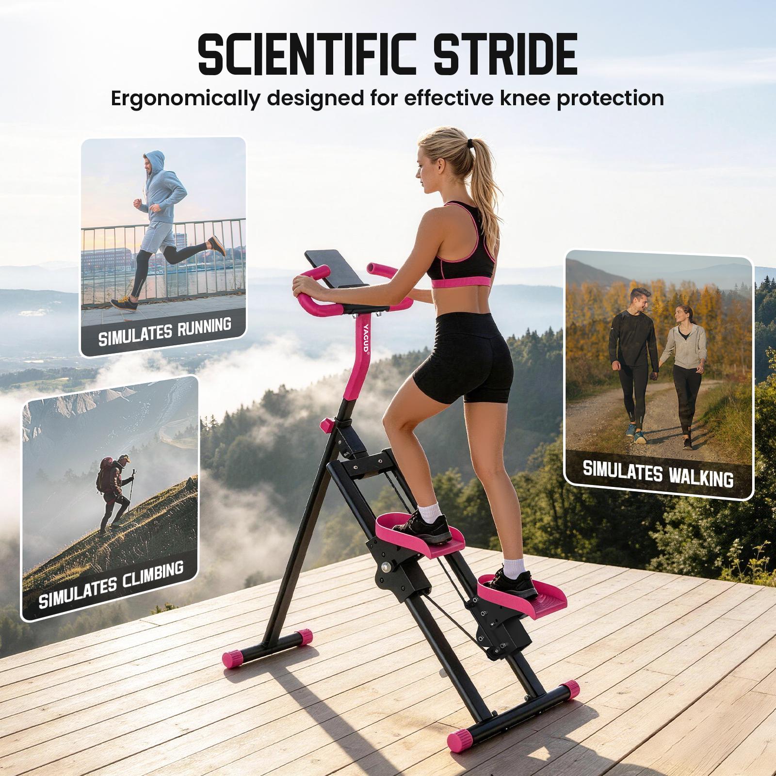Stair Stepper with Handlebar, Extended Range Climbing Machine for Leg & Core Training, Home Workout Equipment