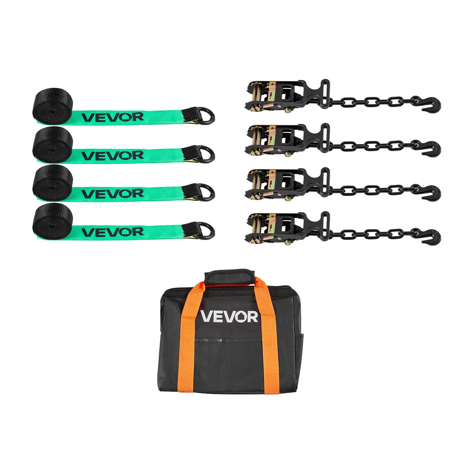 【DealsForYouDays】VEVOR Wheel Chock Tie-Down Kit, Tire-Style Tow Dolly Strap, Car Tie Down Kit with Heavy-Duty Hook, Break Strength 10009 lbs Working Load 3333 lbs Motorcycle Tie-Down System for ATV, SUV, Trailer