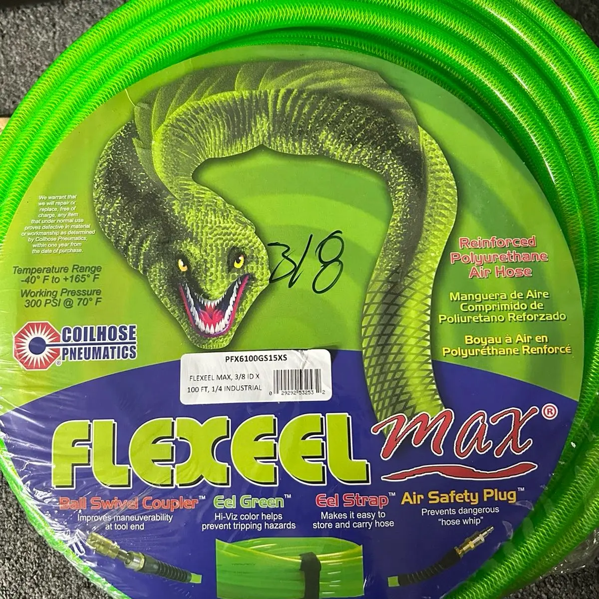 Coilhose flexeel max 3/8”x100’ green Coilhose flexeel max 3/8”x100’ green